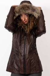Women's winter leather jacket Alina Brown